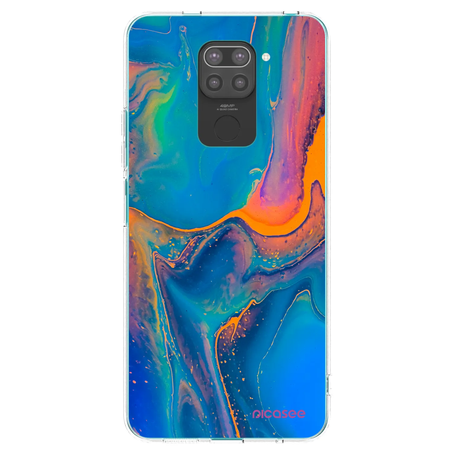 Picasee silikonowe czarne etui na Xiaomi Redmi Note 9 - Rainbow