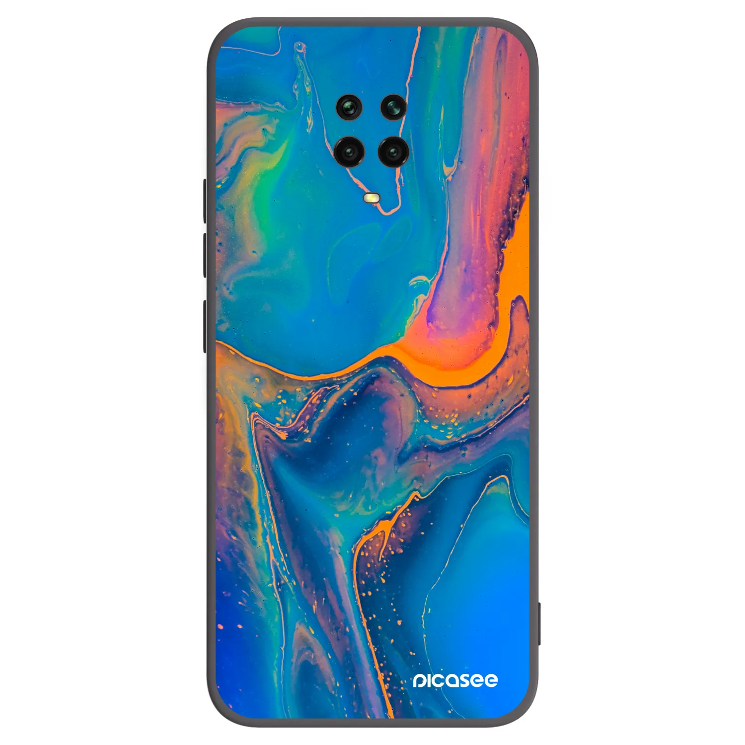 Picasee silikonowe czarne etui na Xiaomi Redmi Note 9S - Rainbow