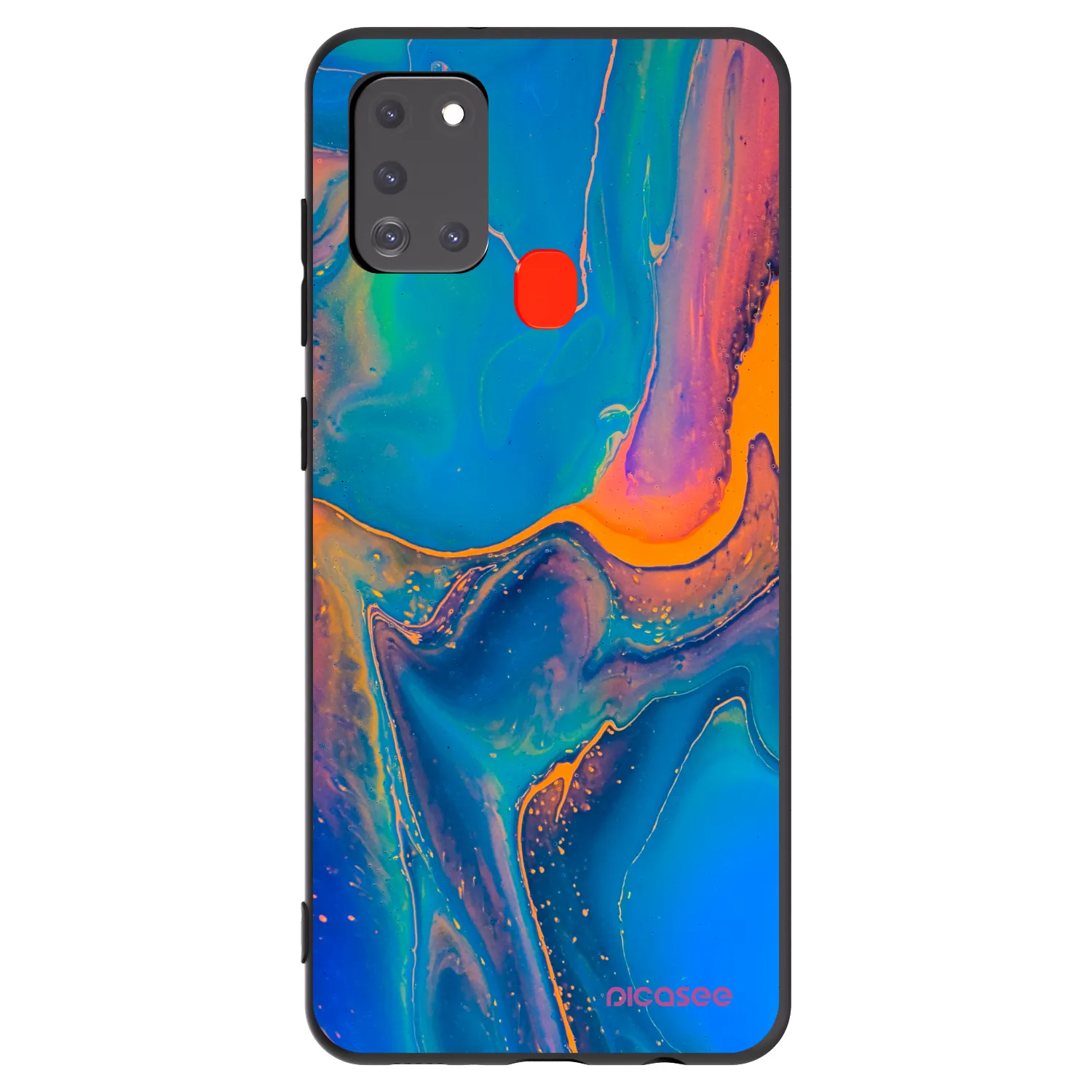 Picasee silikonowe czarne etui na Samsung Galaxy A21s - Rainbow
