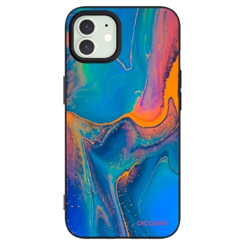 Picasee silikonowe czarne etui na Apple iPhone 12 Pro - Rainbow