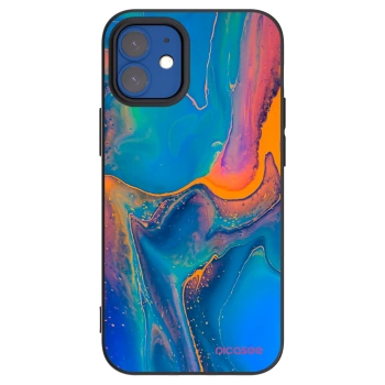 Picasee silikonowe czarne etui na Apple iPhone 12 mini - Rainbow