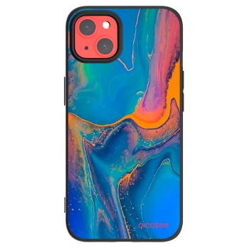 Picasee silikonowe czarne etui na Apple iPhone 13 - Rainbow