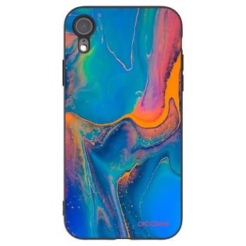 Picasee silikonowe czarne etui na Apple iPhone XR - Rainbow
