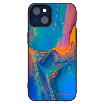 Picasee silikonowe czarne etui na Apple iPhone 14 - Rainbow