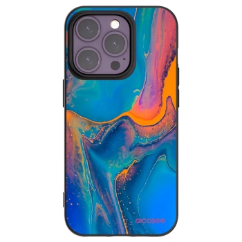 Picasee silikonowe czarne etui na Apple iPhone 14 Pro - Rainbow