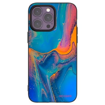 Picasee silikonowe czarne etui na Apple iPhone 14 Pro Max - Rainbow
