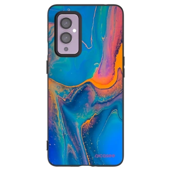 Picasee silikonowe czarne etui na OnePlus 9 - Rainbow