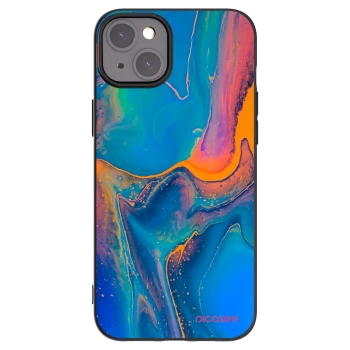 Picasee silikonowe czarne etui na Apple iPhone 15 Plus - Rainbow