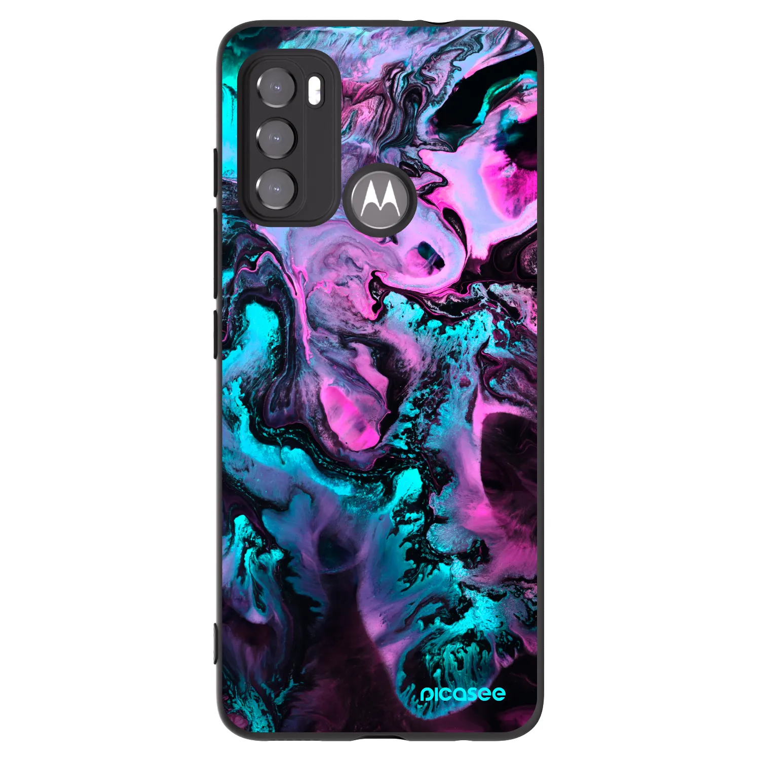 Picasee silikonowe czarne etui na Motorola Moto G60 - Lean