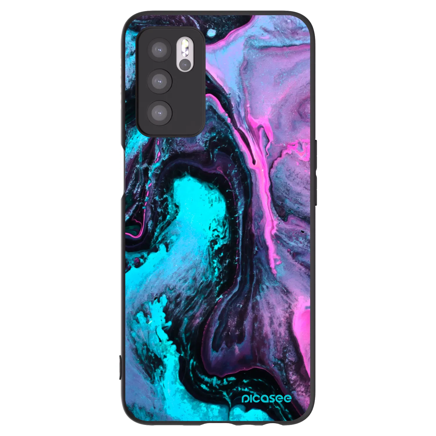 Picasee silikonowe czarne etui na OPPO A16s - Lean 2