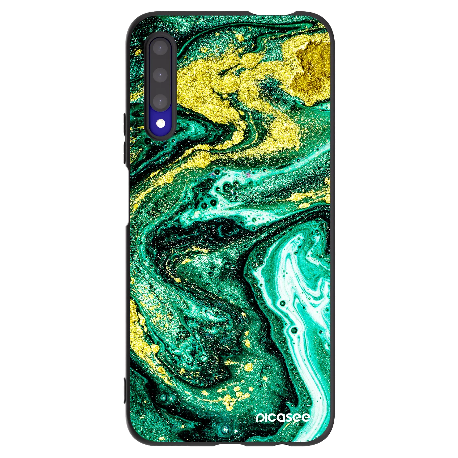 Picasee silikonowe czarne etui na Honor 9X Pro - Green Gold