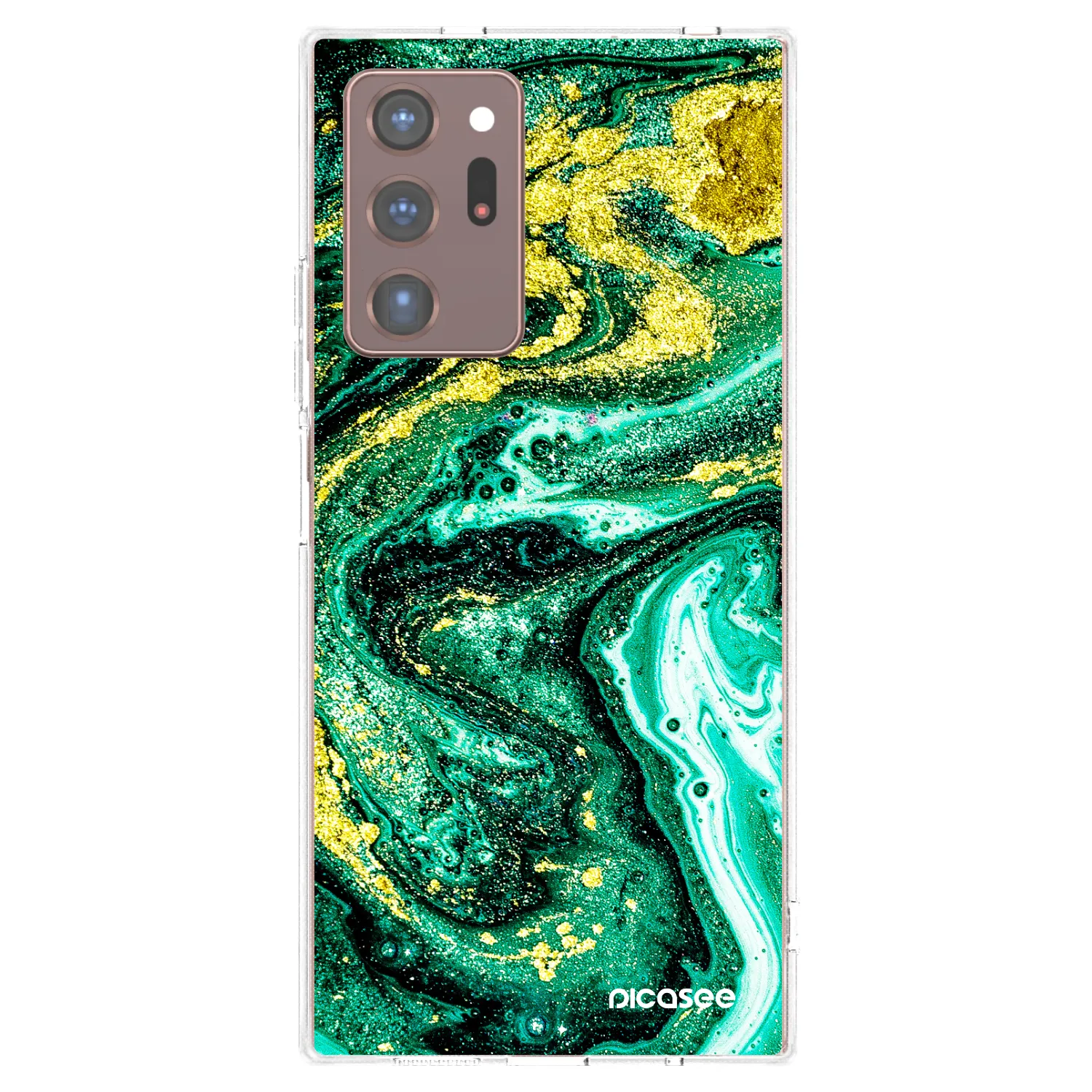 Picasee silikonowe przeźroczyste etui na Samsung Galaxy Note 20 Ultra - Green Gold