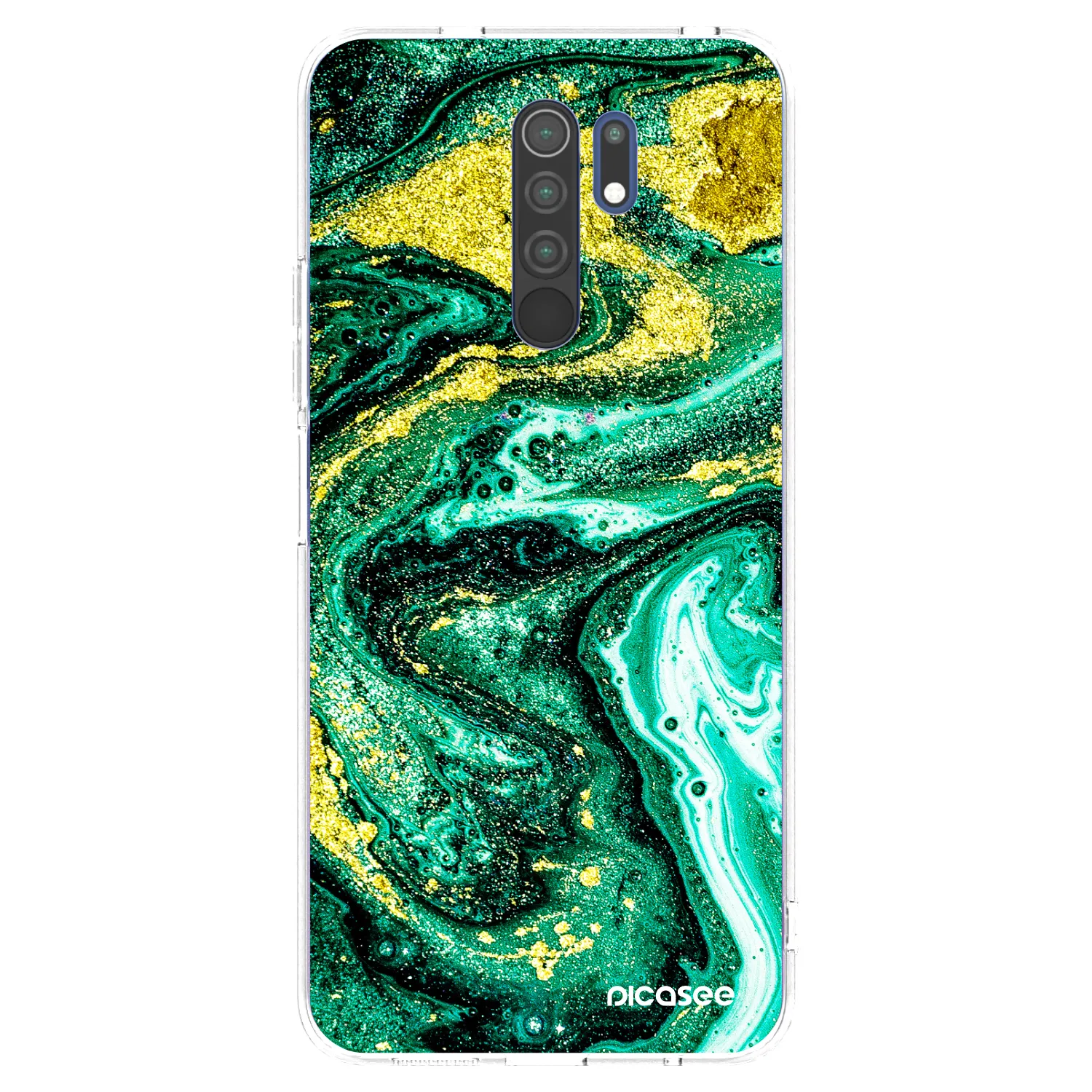 Picasee silikonowe przeźroczyste etui na Xiaomi Redmi 9 - Green Gold