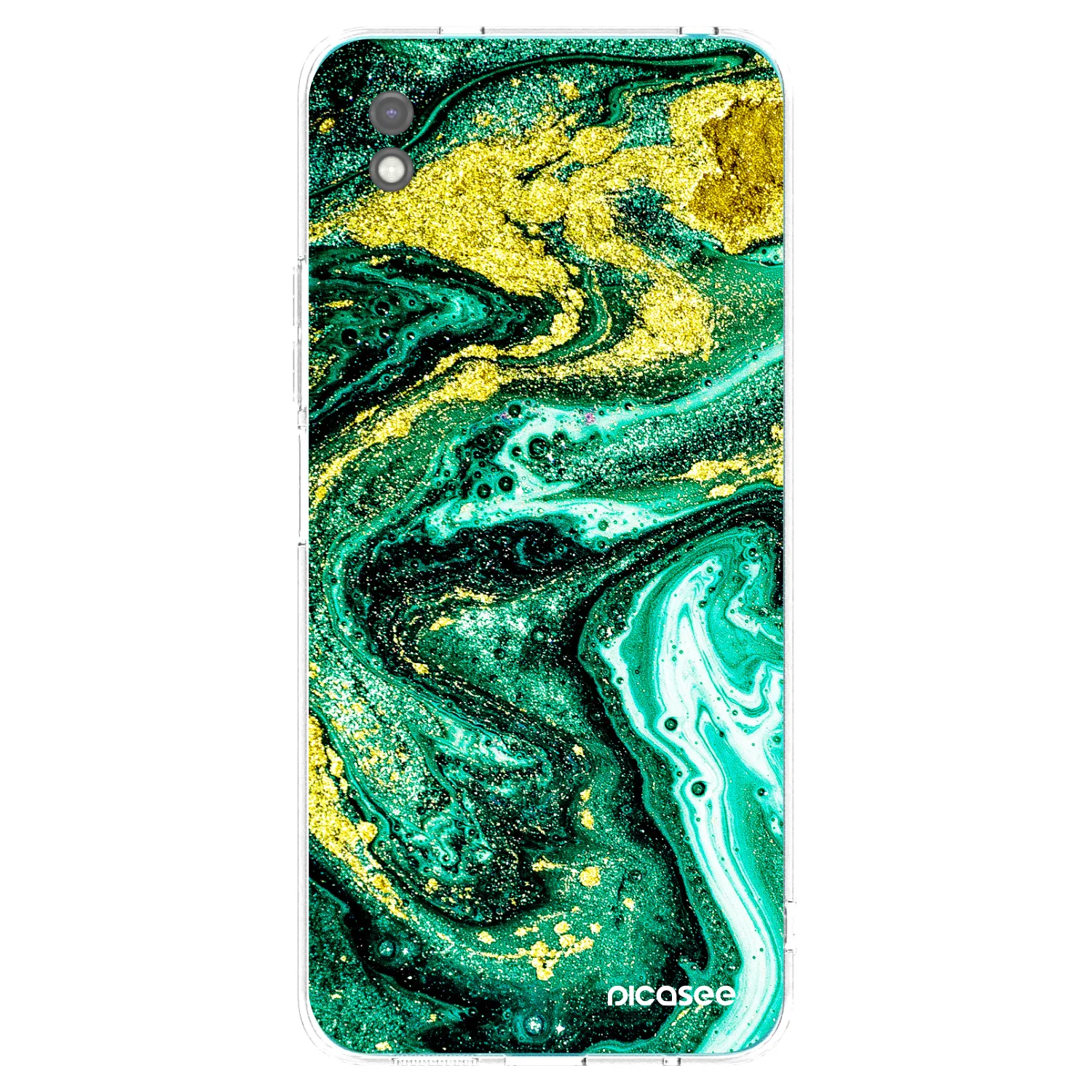 Picasee silikonowe czarne etui na Xiaomi Redmi 9A - Green Gold