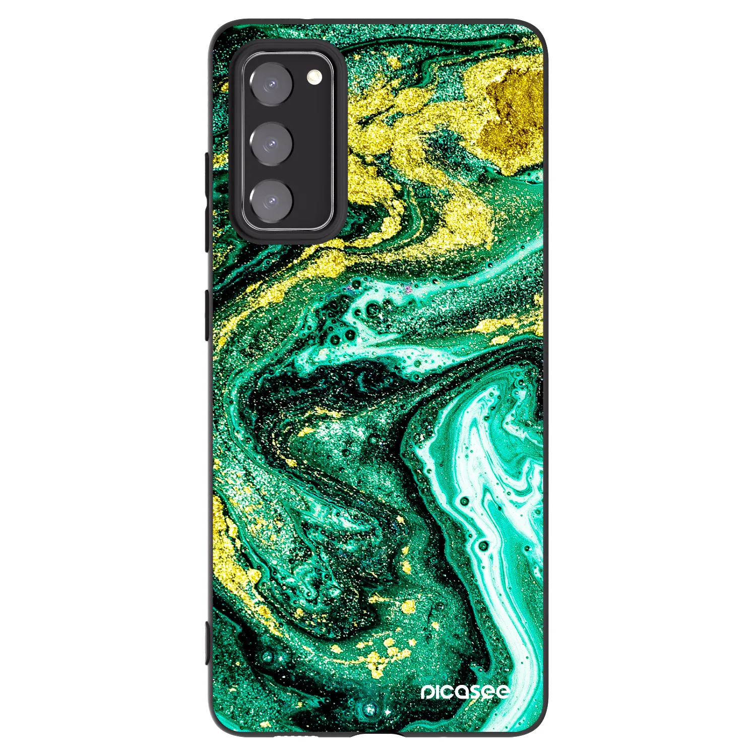 Picasee silikonowe czarne etui na Samsung Galaxy S20 FE - Green Gold
