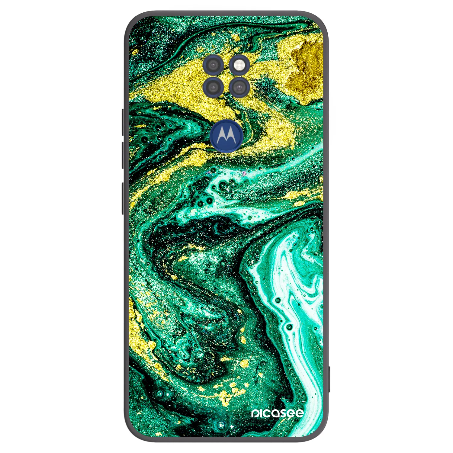 Picasee silikonowe czarne etui na Motorola Moto G9 Play - Green Gold