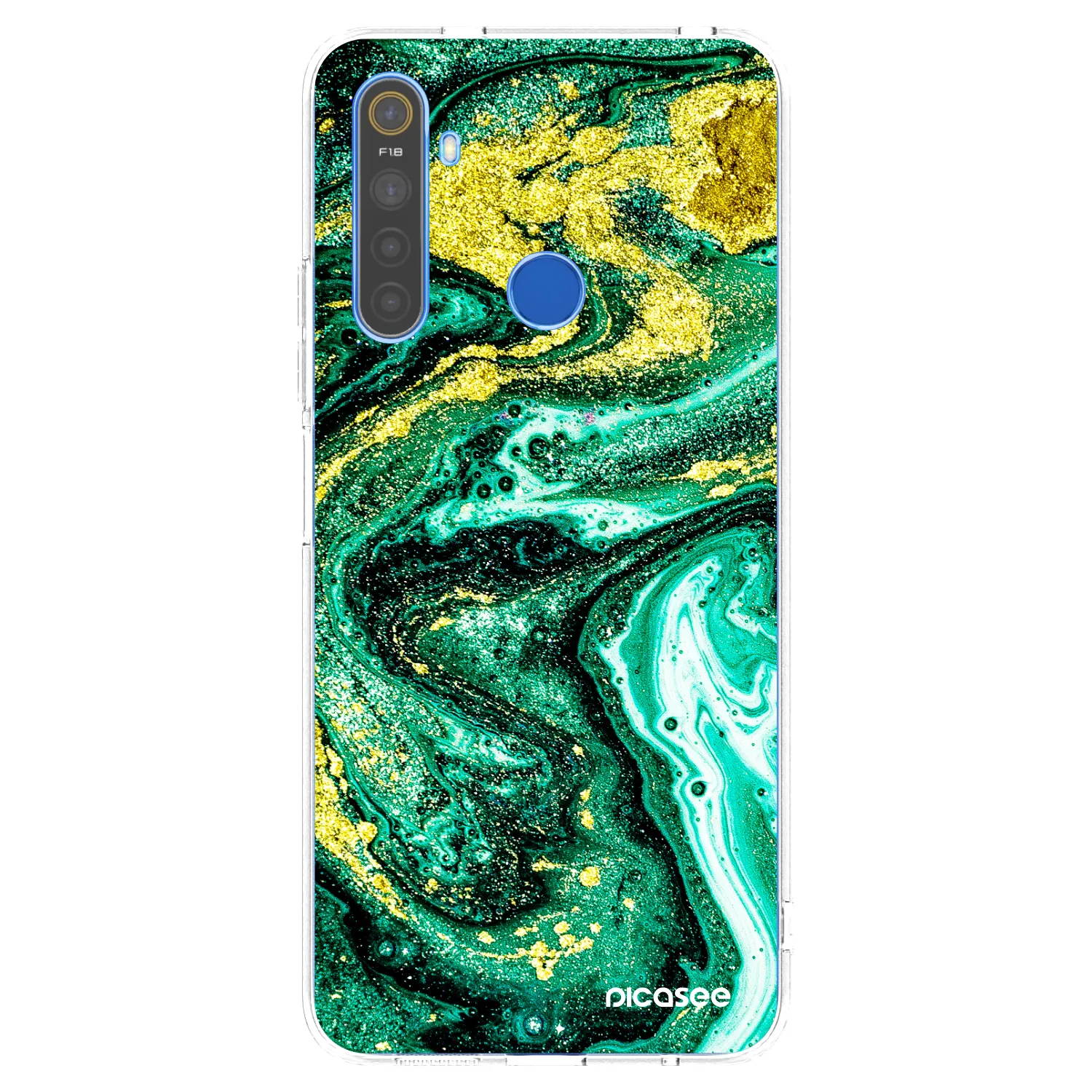 Picasee silikonowe przeźroczyste etui na Realme 5 - Green Gold