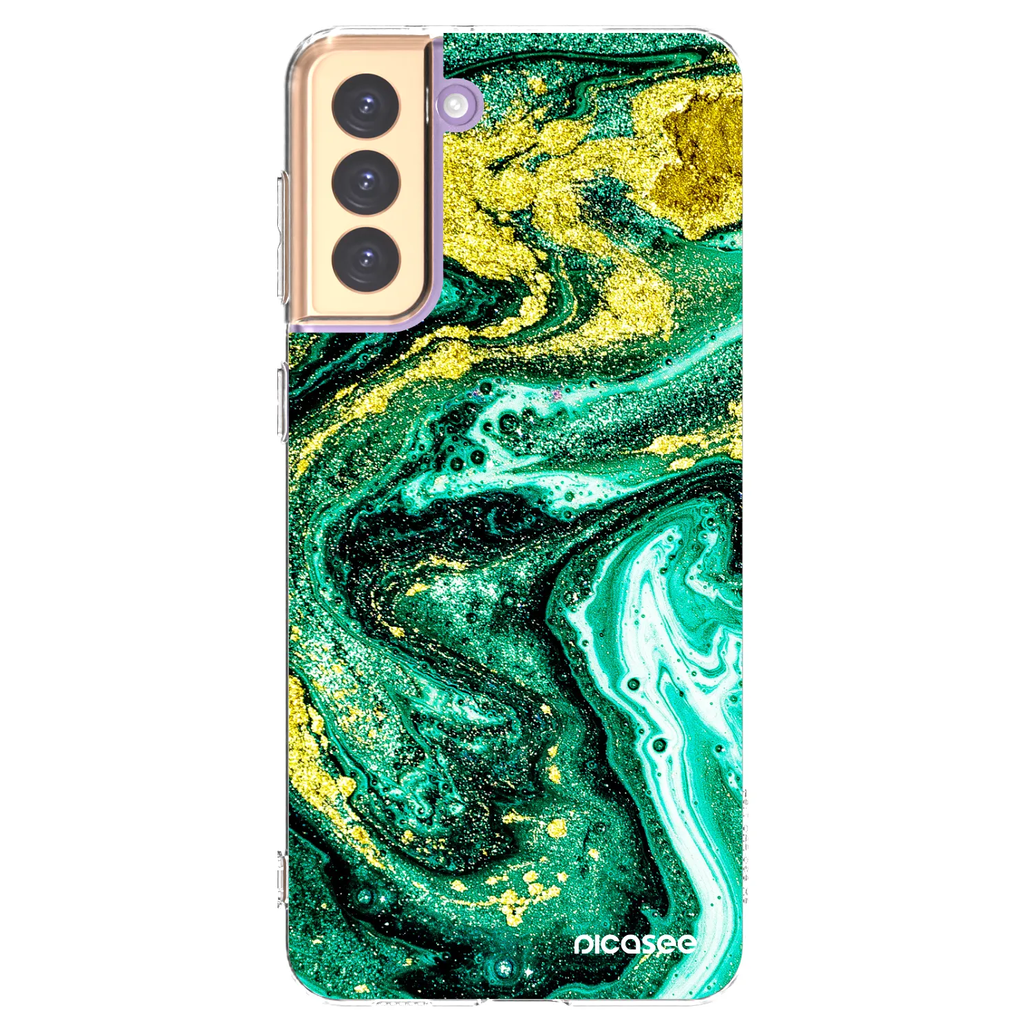 Picasee silikonowe przeźroczyste etui na Samsung Galaxy S21+ 5G G996F - Green Gold