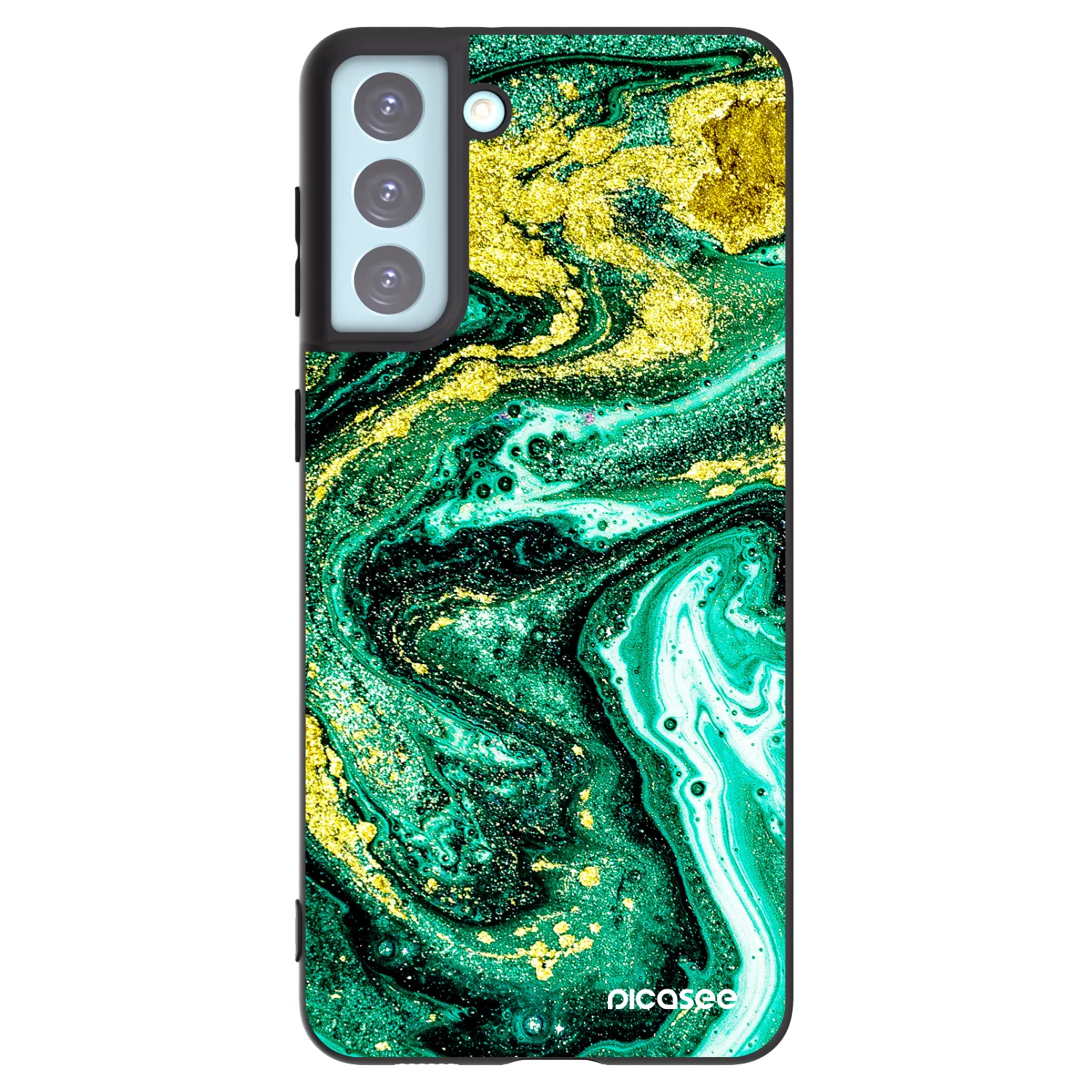 Picasee silikonowe czarne etui na Samsung Galaxy S21+ 5G G996F - Green Gold