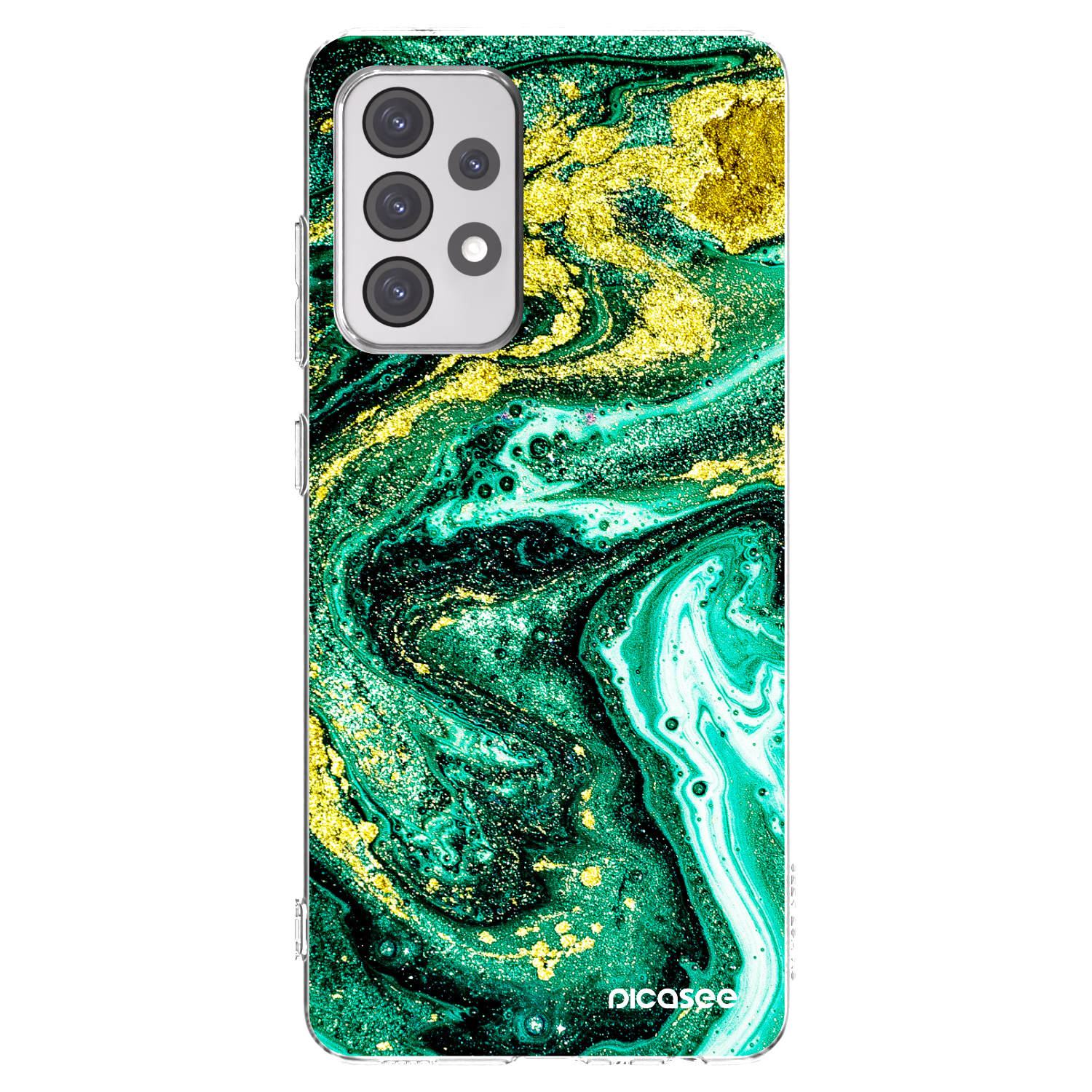 Picasee silikonowe przeźroczyste etui na Samsung Galaxy A52 5G A525F - Green Gold