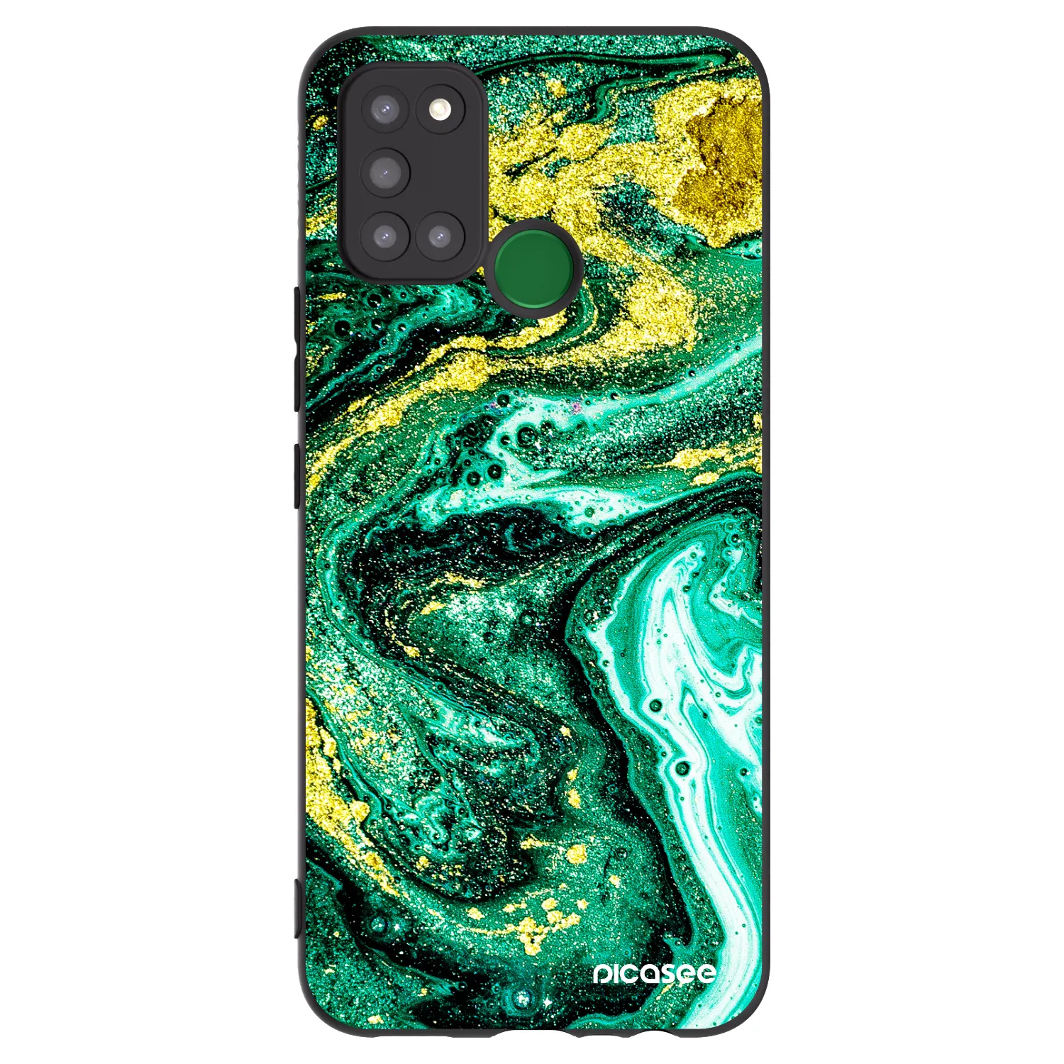 Picasee silikonowe czarne etui na Realme 7i - Green Gold