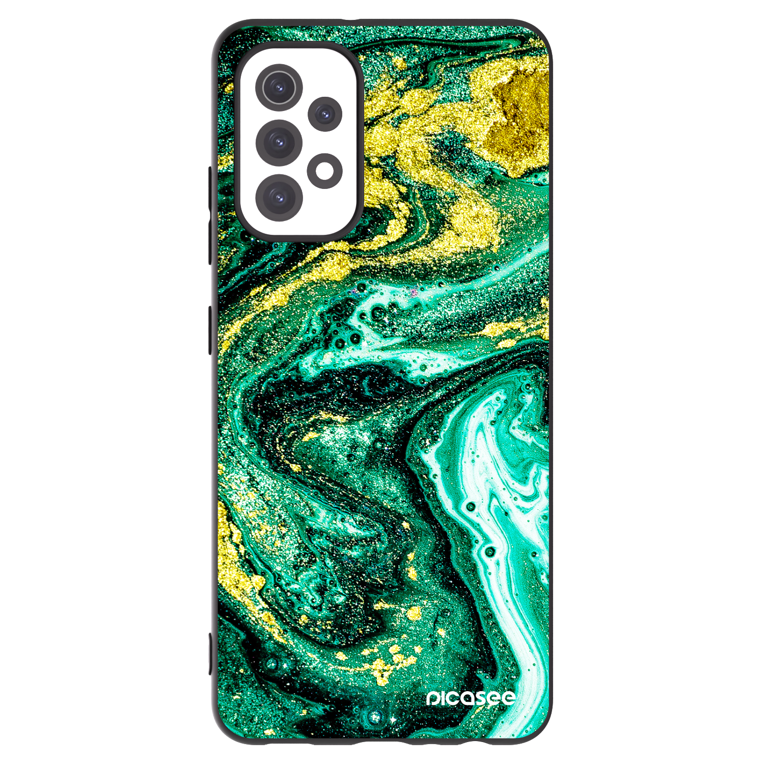 Picasee silikonowe czarne etui na Samsung Galaxy A32 5G A326B - Green Gold