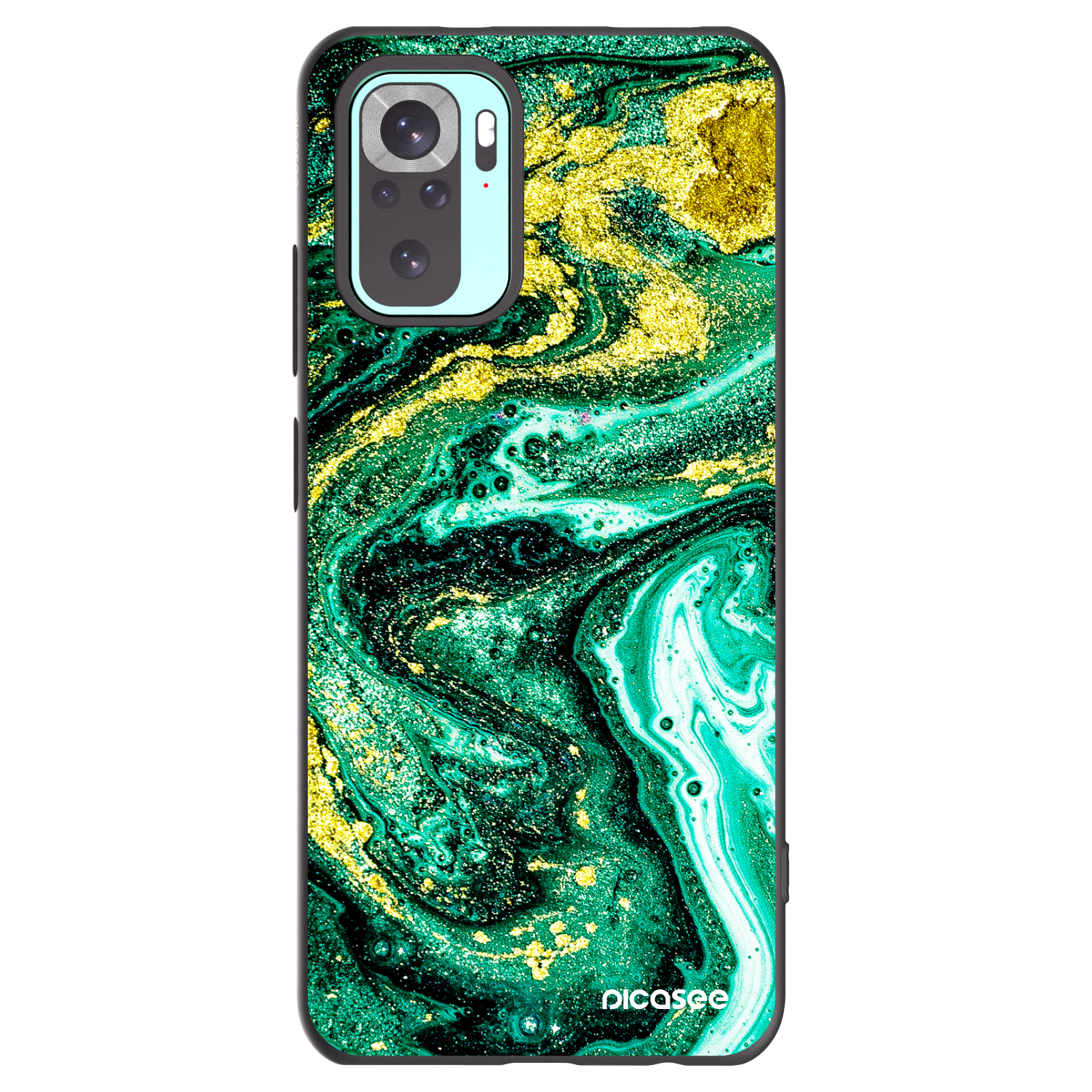 Picasee silikonowe czarne etui na Xiaomi Redmi Note 10 Pro - Green Gold