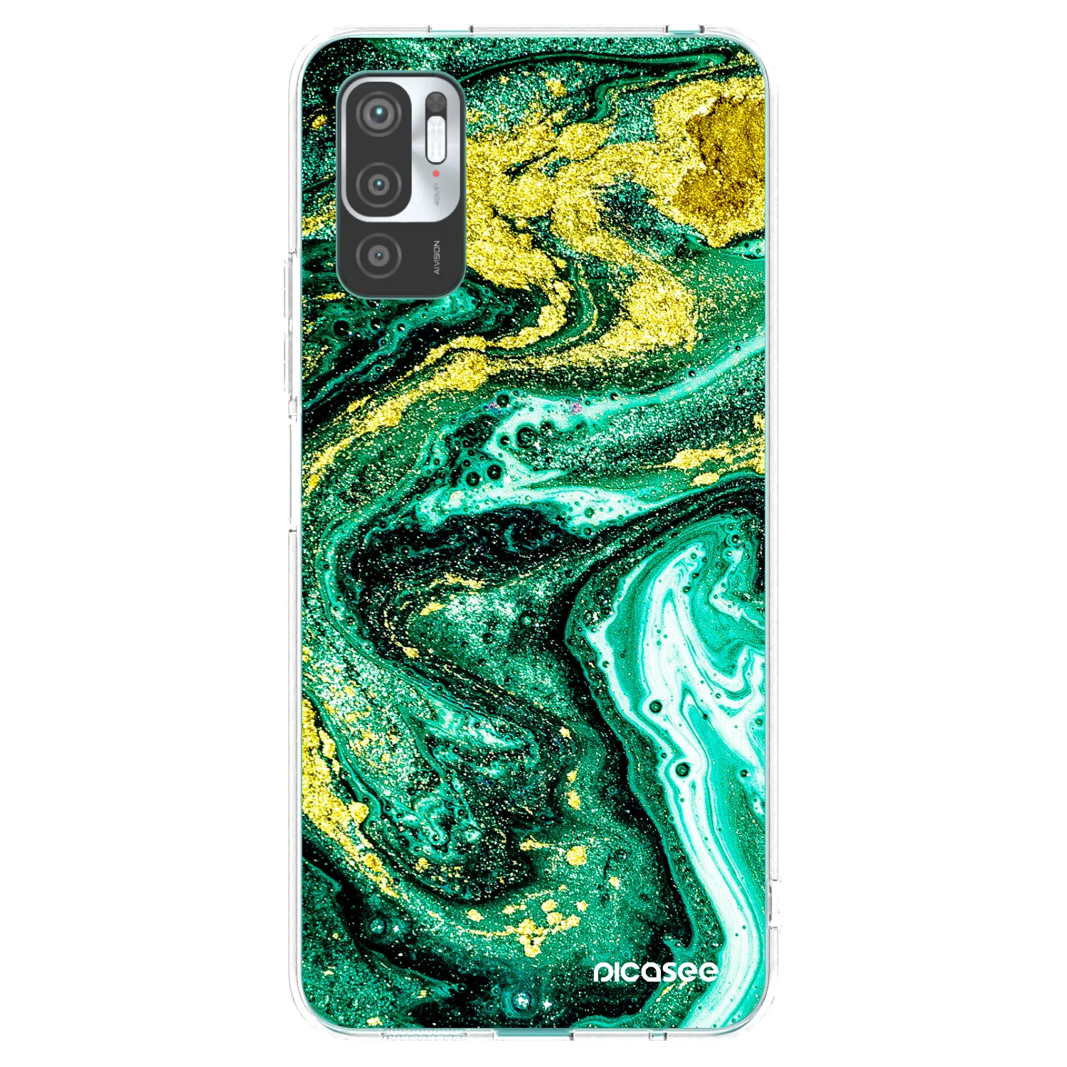 Picasee silikonowe przeźroczyste etui na Xiaomi Redmi Note 10 5G - Green Gold