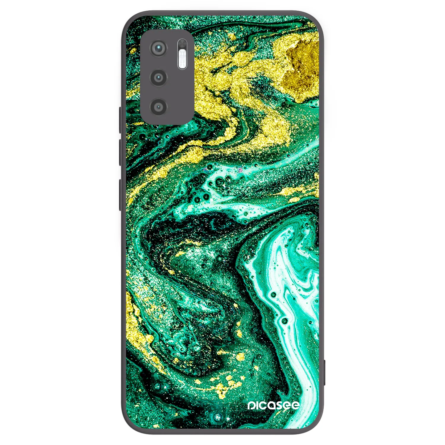 Picasee silikonowe czarne etui na Xiaomi Redmi Note 10 5G - Green Gold