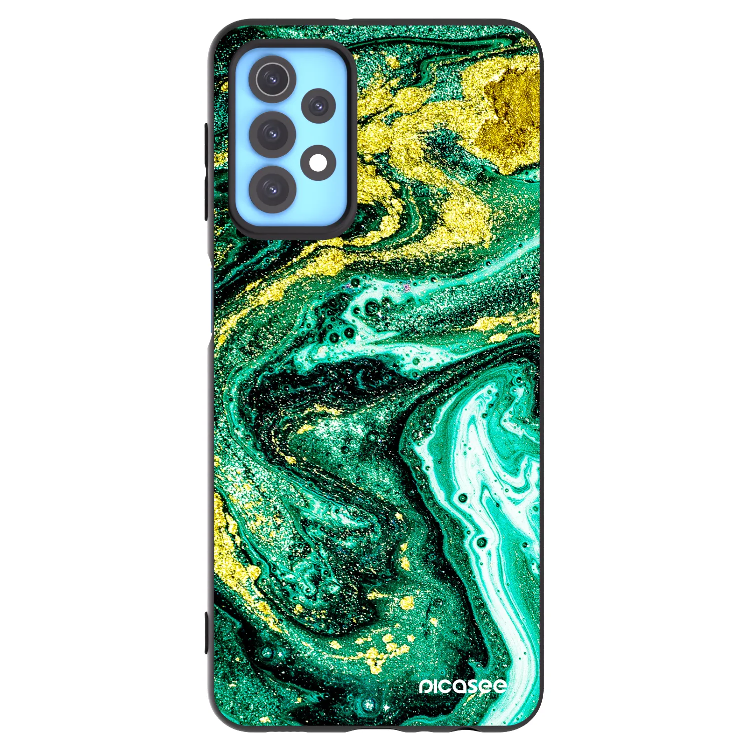 Picasee silikonowe czarne etui na Samsung Galaxy A32 4G SM-A325F - Green Gold