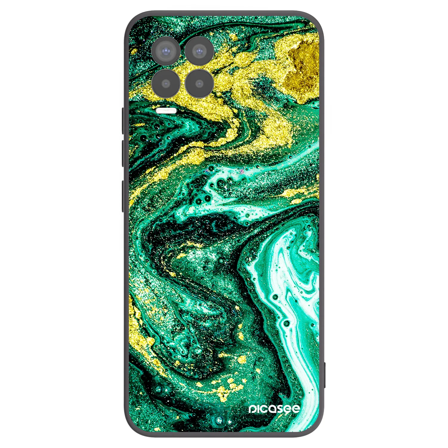 Picasee silikonowe czarne etui na Realme 8 Pro - Green Gold
