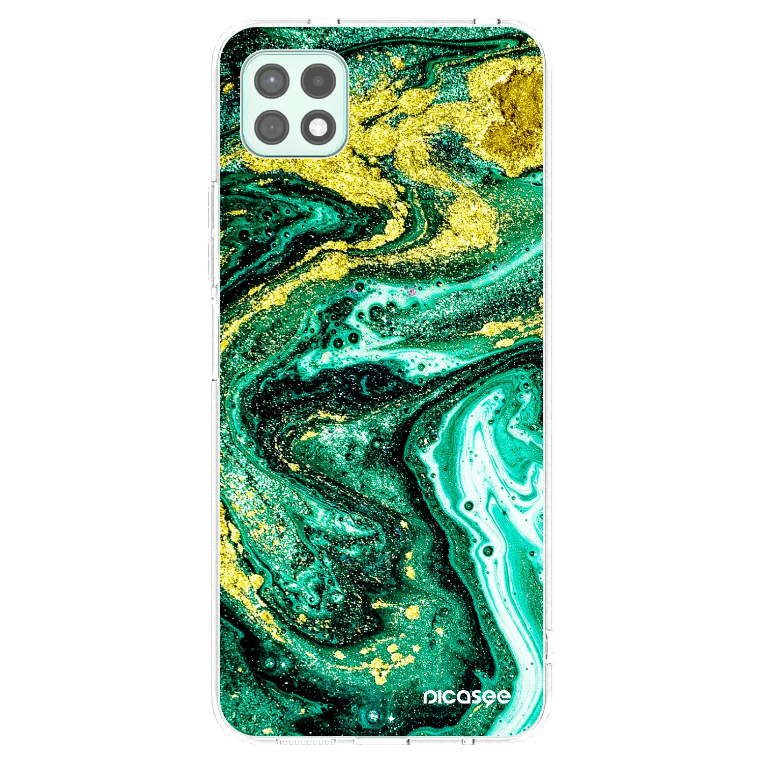 Picasee silikonowe przeźroczyste etui na Samsung Galaxy A22 A226B 5G - Green Gold