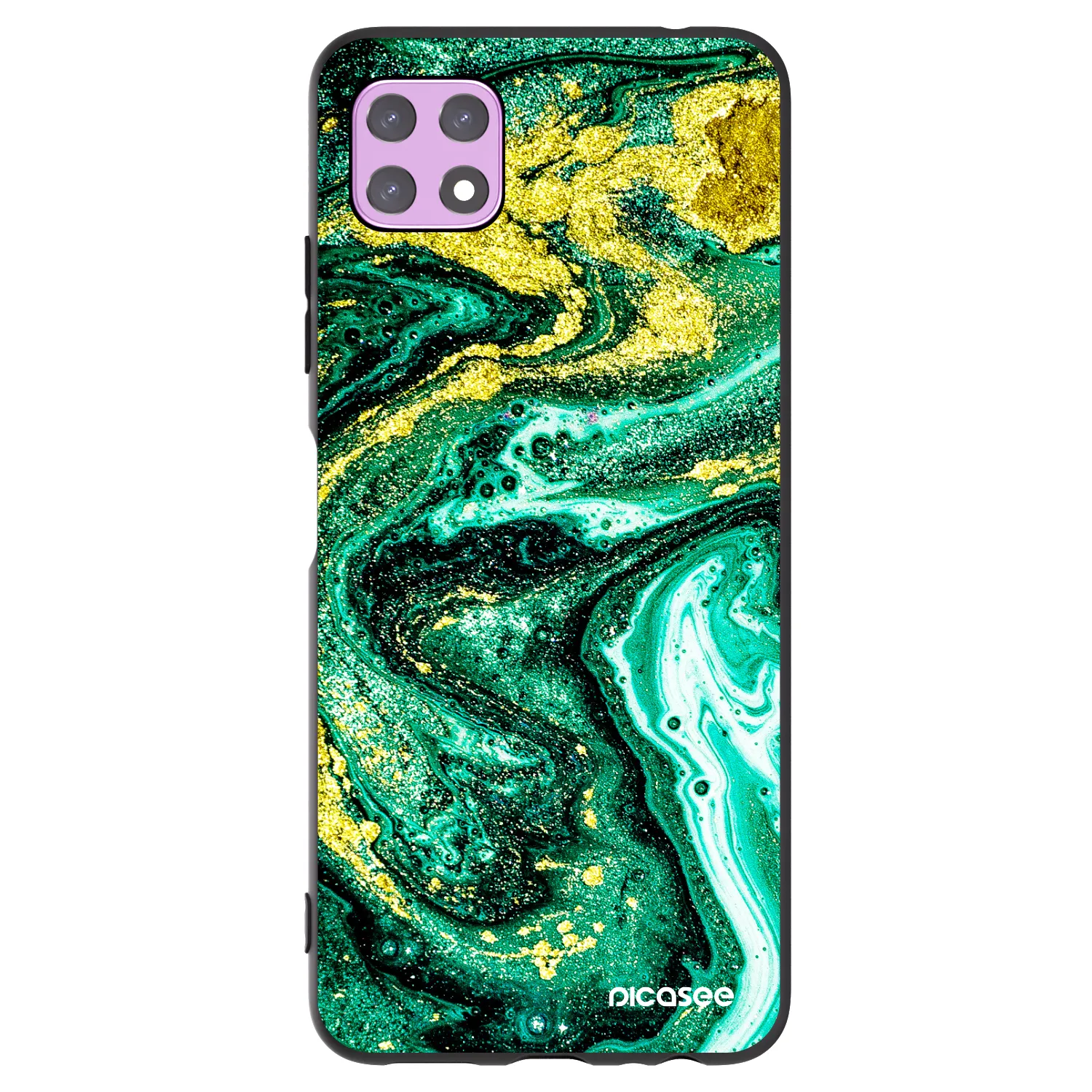 Picasee silikonowe czarne etui na Samsung Galaxy A22 A226B 5G - Green Gold