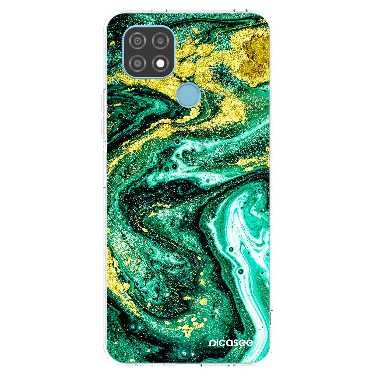 Picasee silikonowe przeźroczyste etui na Realme C21 - Green Gold
