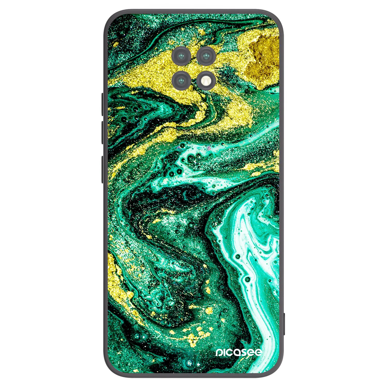 Picasee silikonowe czarne etui na Xiaomi Redmi Note 9T - Green Gold
