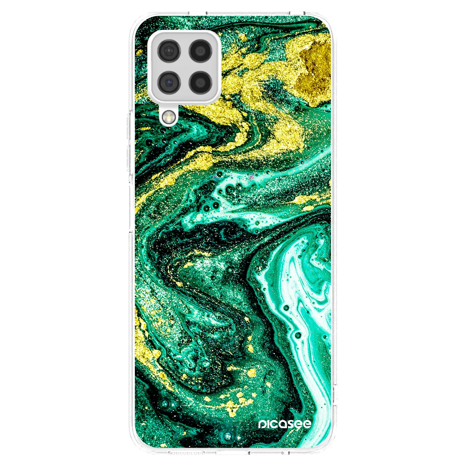 Picasee silikonowe przeźroczyste etui na Samsung Galaxy A22 A225F 4G - Green Gold