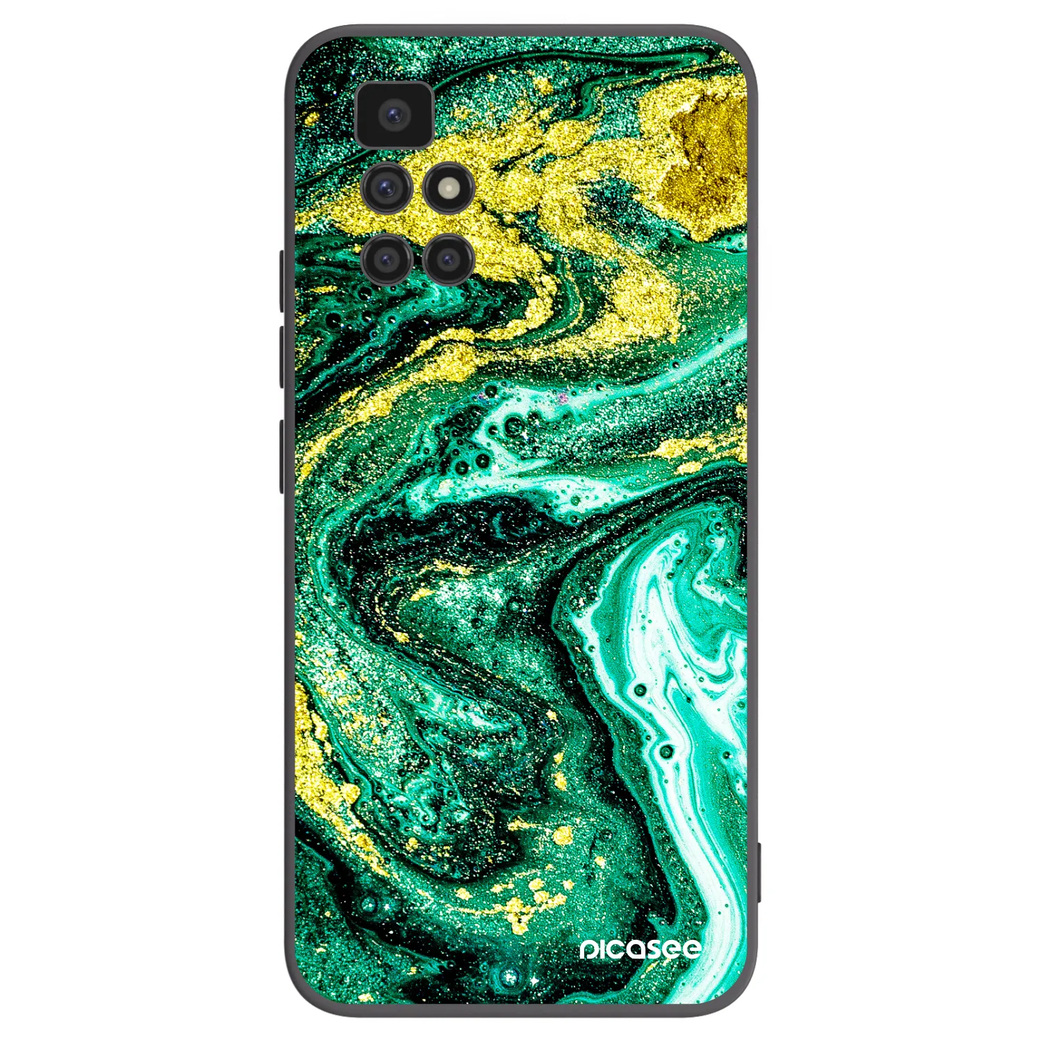 Picasee silikonowe czarne etui na Xiaomi Redmi 10 - Green Gold