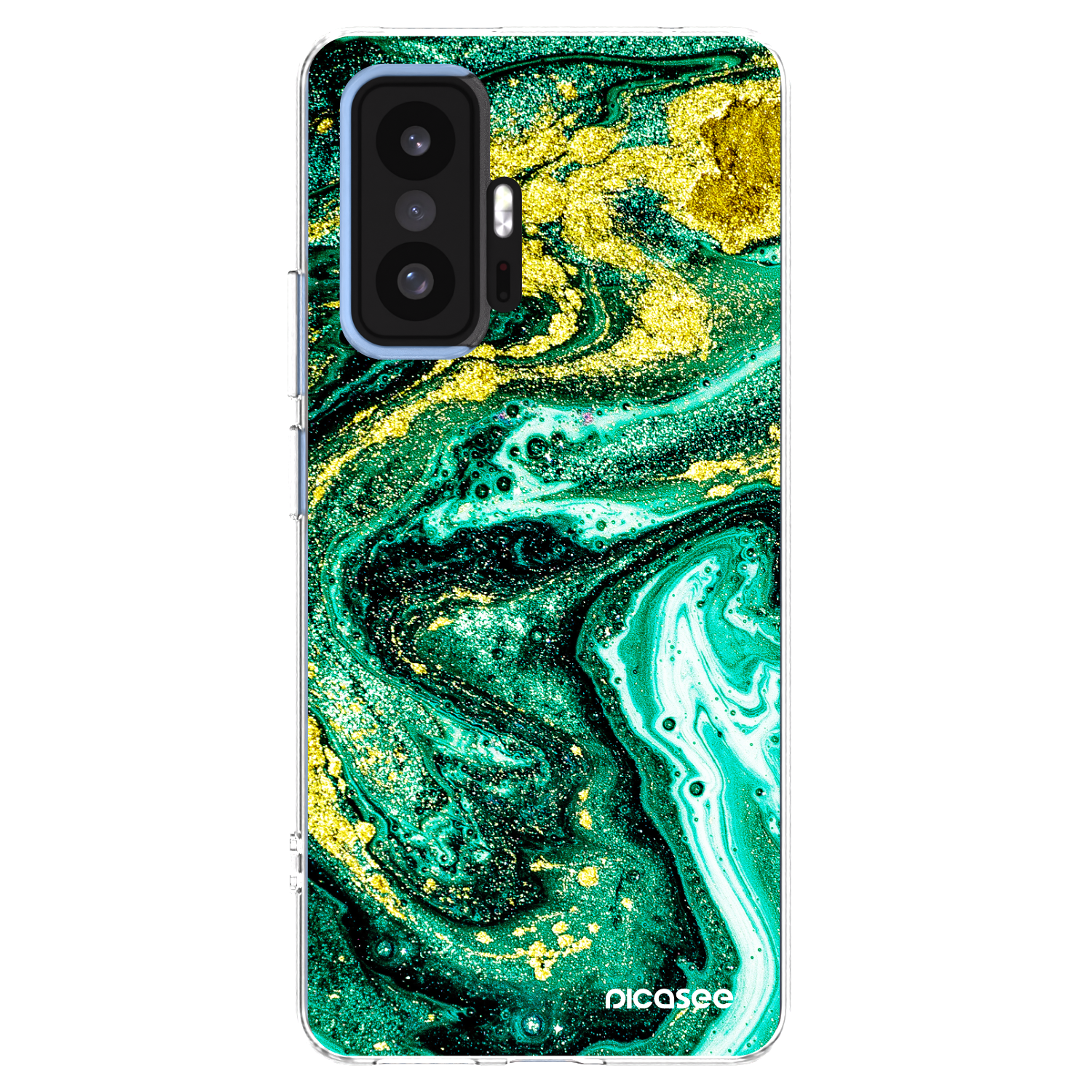 Picasee silikonowe przeźroczyste etui na Xiaomi 11T - Green Gold