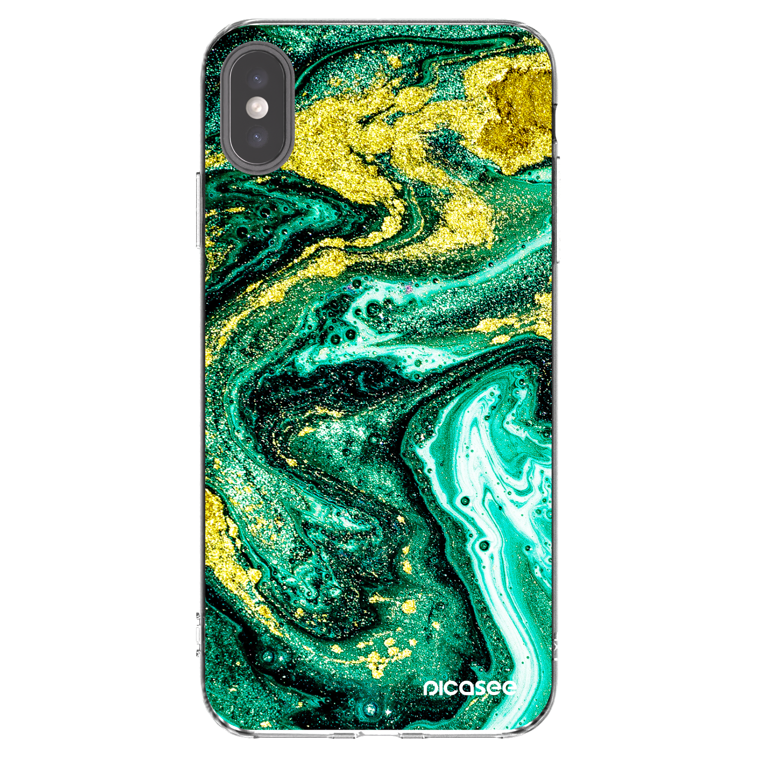 Picasee silikonowe przeźroczyste etui na Apple iPhone XS Max - Green Gold