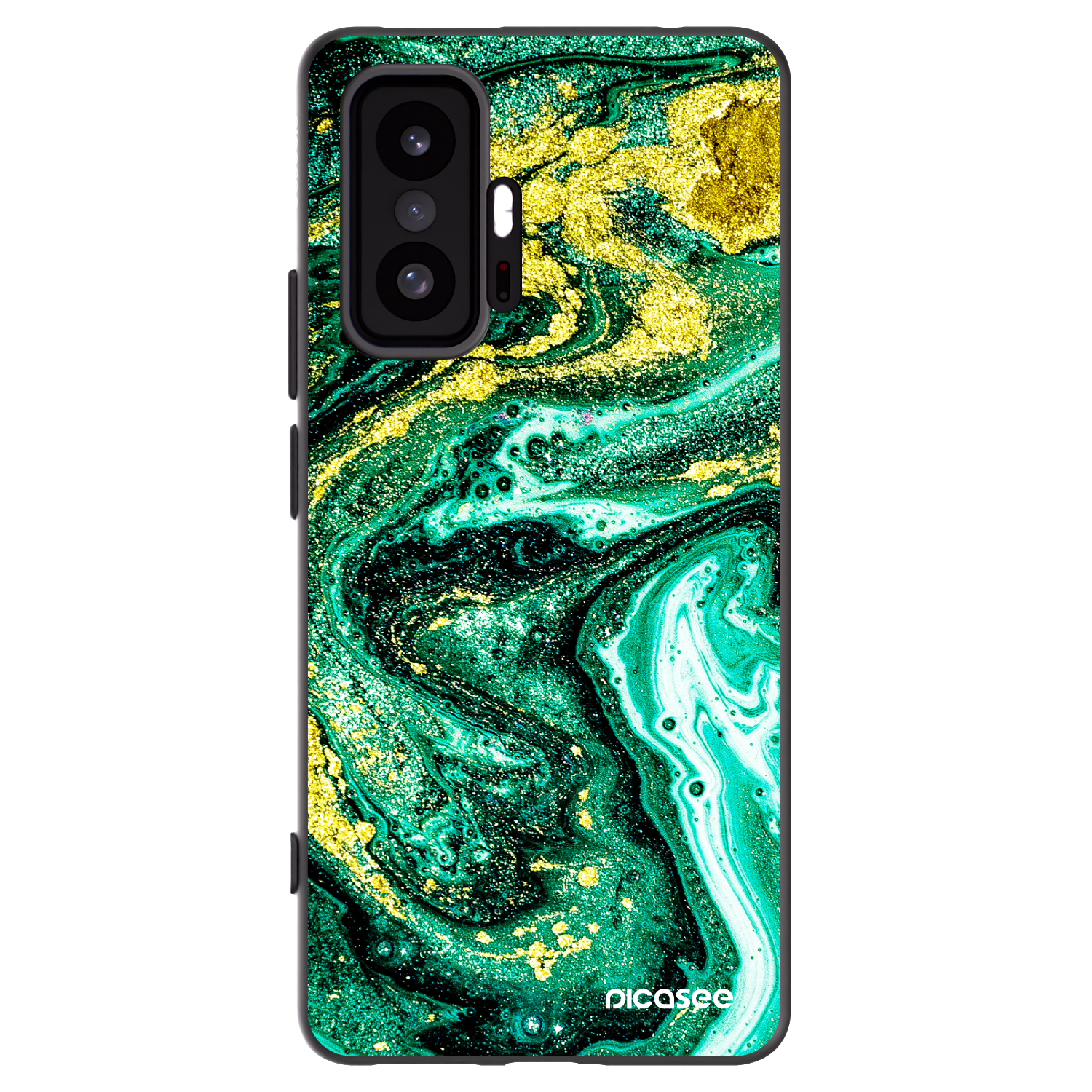 Picasee silikonowe czarne etui na Xiaomi 11T Pro - Green Gold