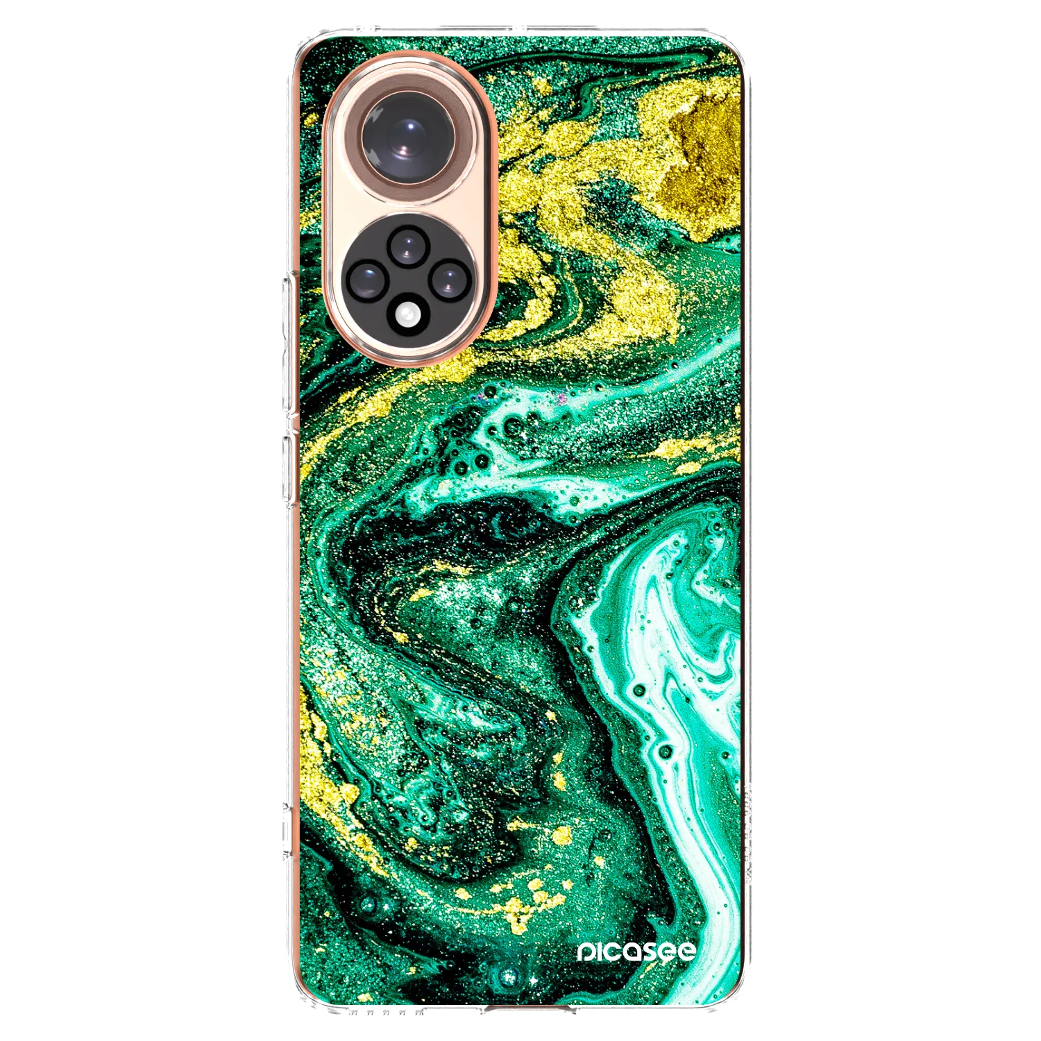 Picasee silikonowe przeźroczyste etui na Honor 50 5G - Green Gold