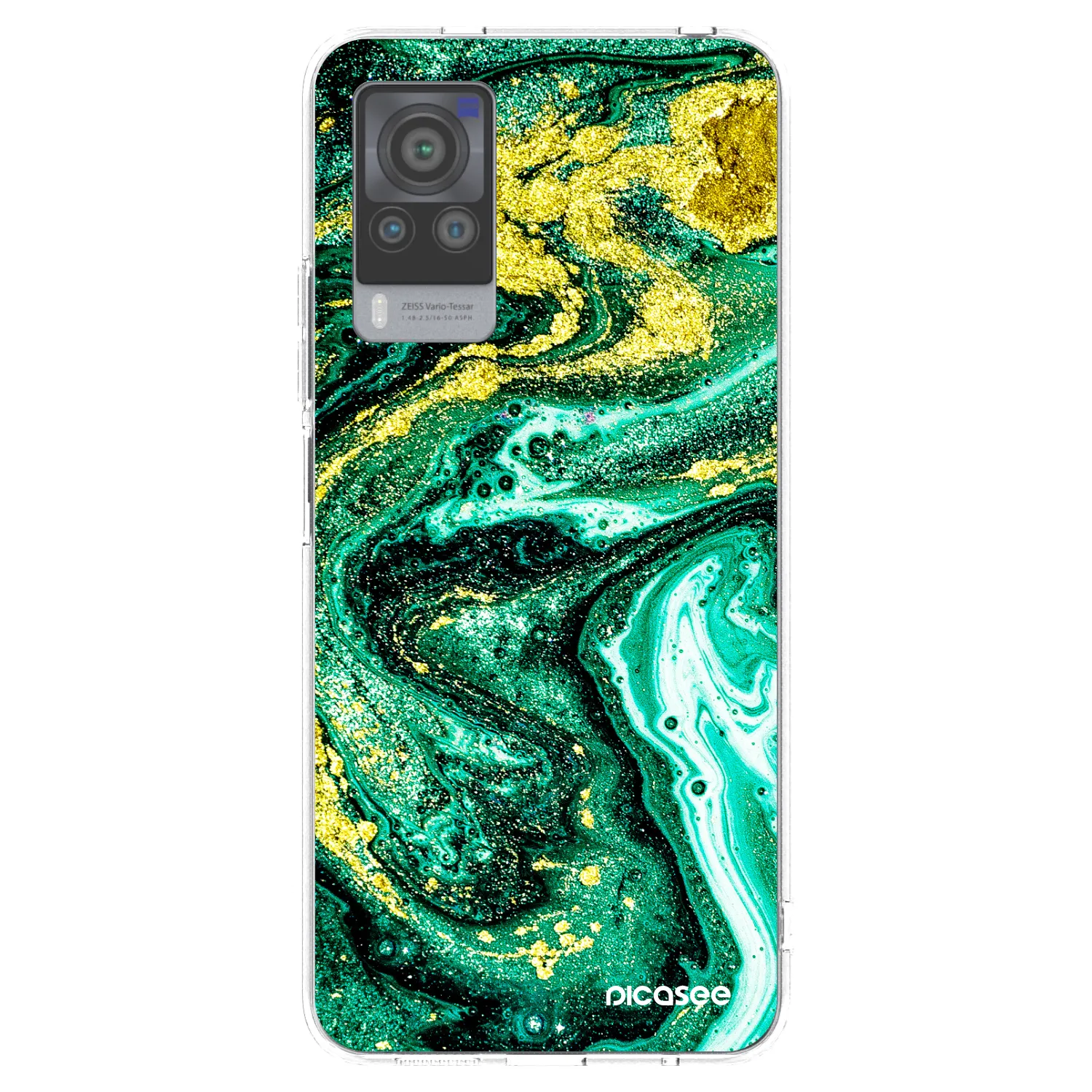 Picasee silikonowe przeźroczyste etui na Vivo X60 Pro 5G - Green Gold