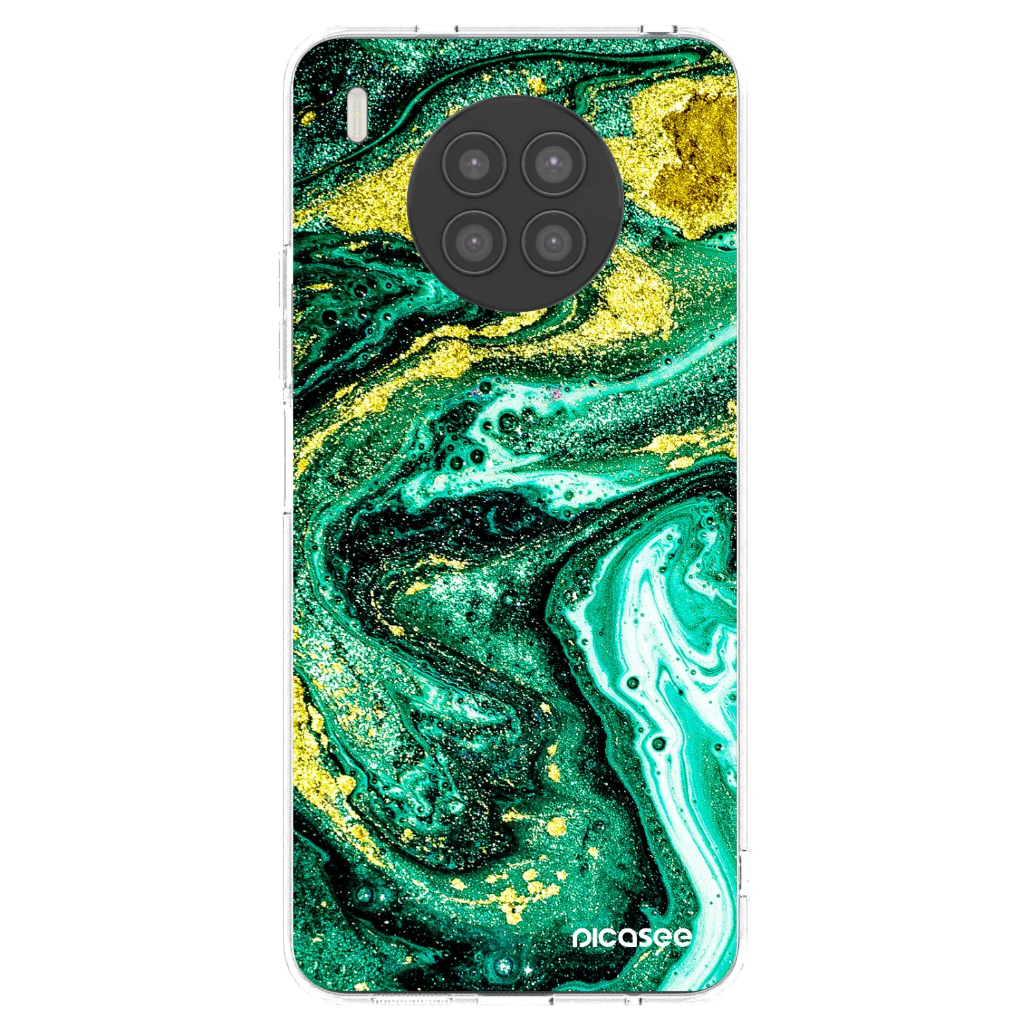 Picasee silikonowe przeźroczyste etui na Huawei Nova 8i - Green Gold