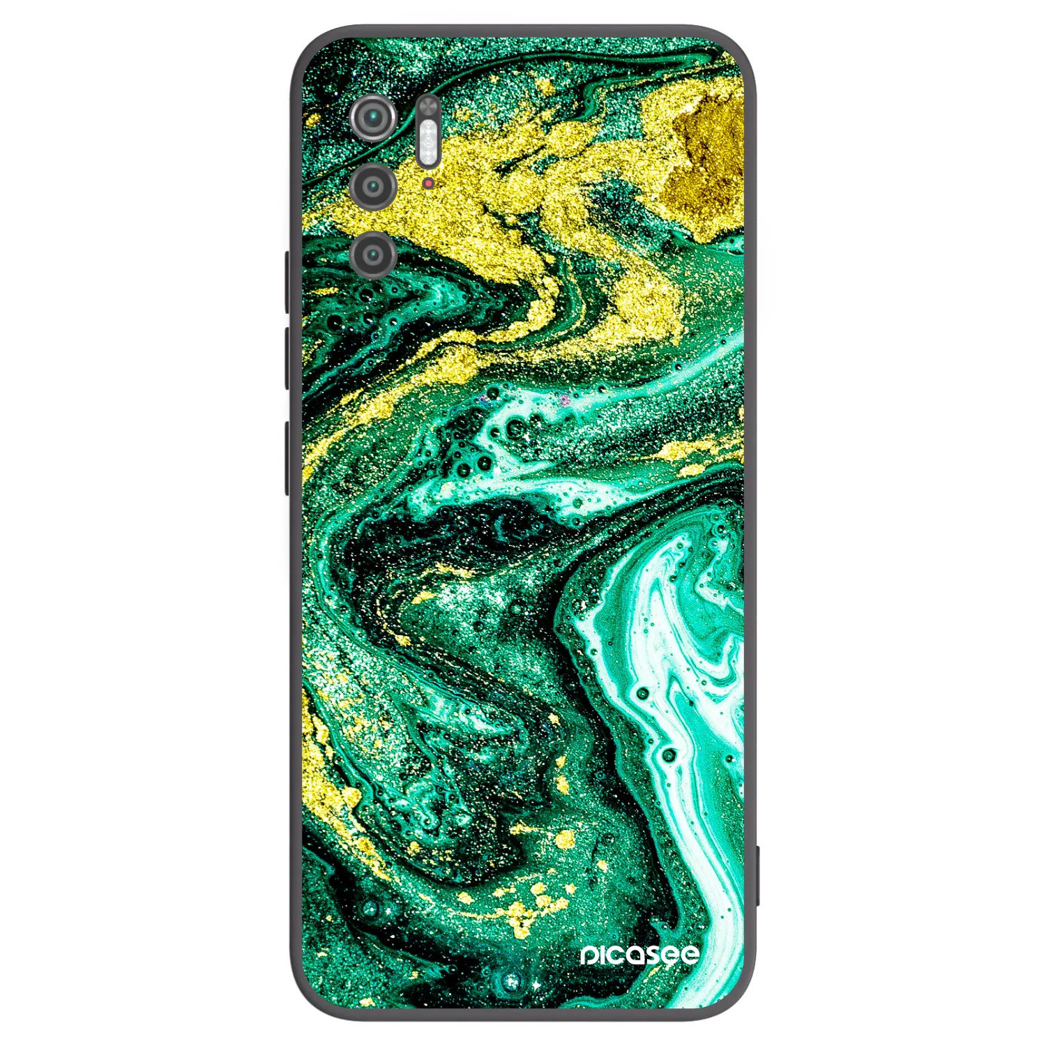 Picasee silikonowe czarne etui na Xiaomi Poco M3 Pro 5G - Green Gold