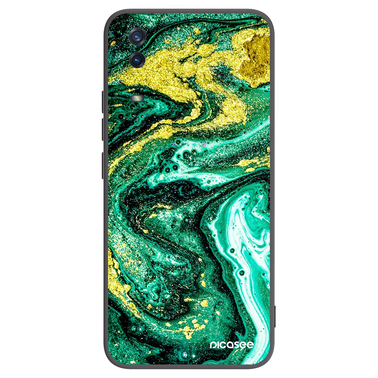 Picasee silikonowe czarne etui na Vivo Y11s - Green Gold