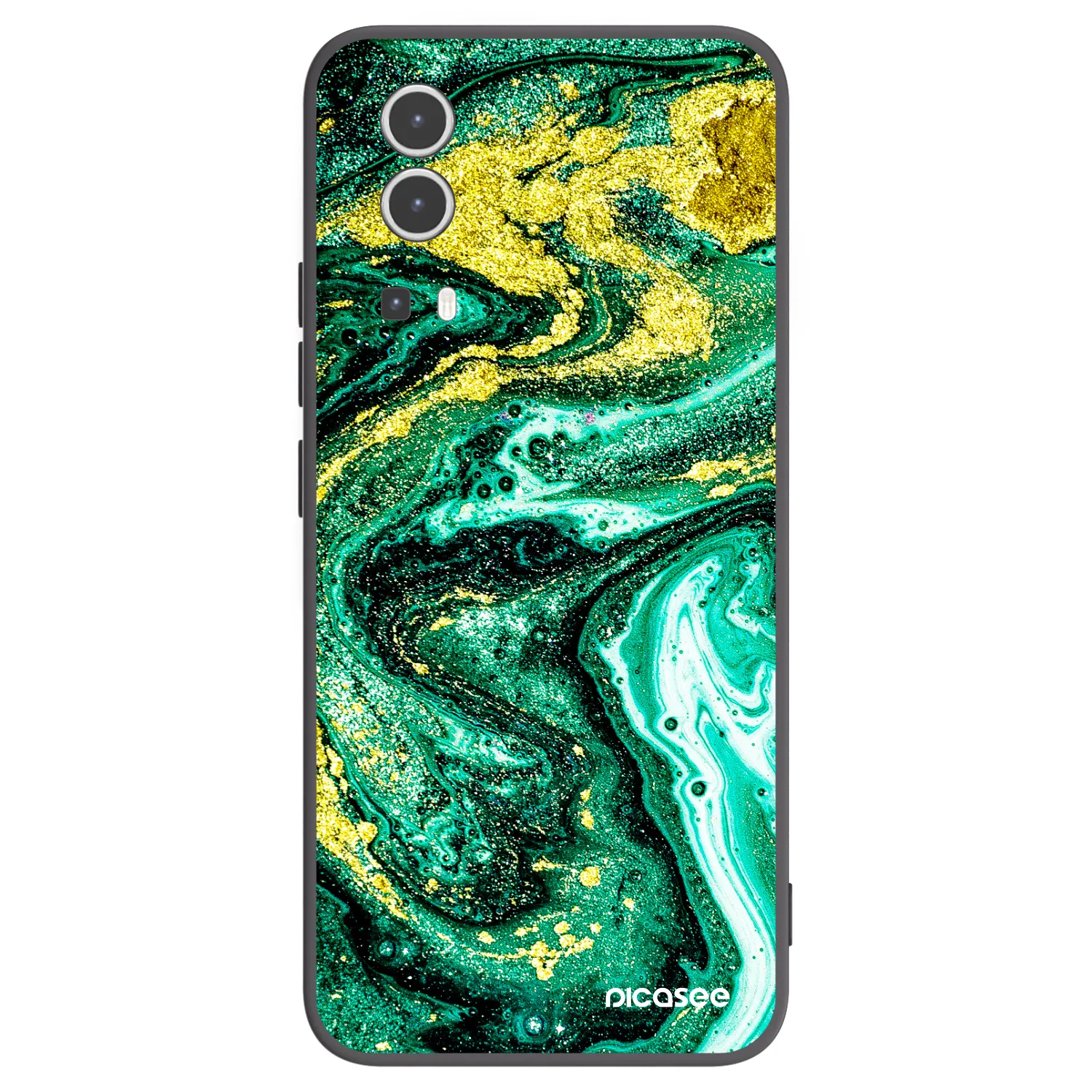 Picasee silikonowe czarne etui na Vivo Y72 5G - Green Gold