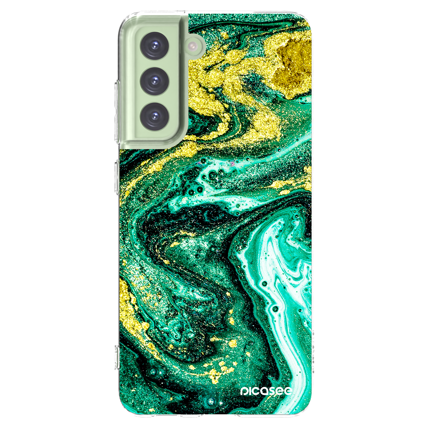Picasee silikonowe przeźroczyste etui na Samsung Galaxy S21 FE 5G - Green Gold