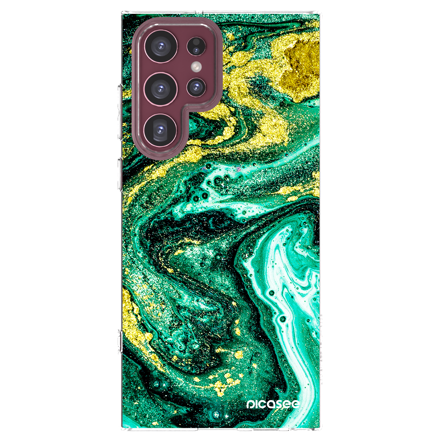 Picasee silikonowe przeźroczyste etui na Samsung Galaxy S22 Ultra 5G - Green Gold