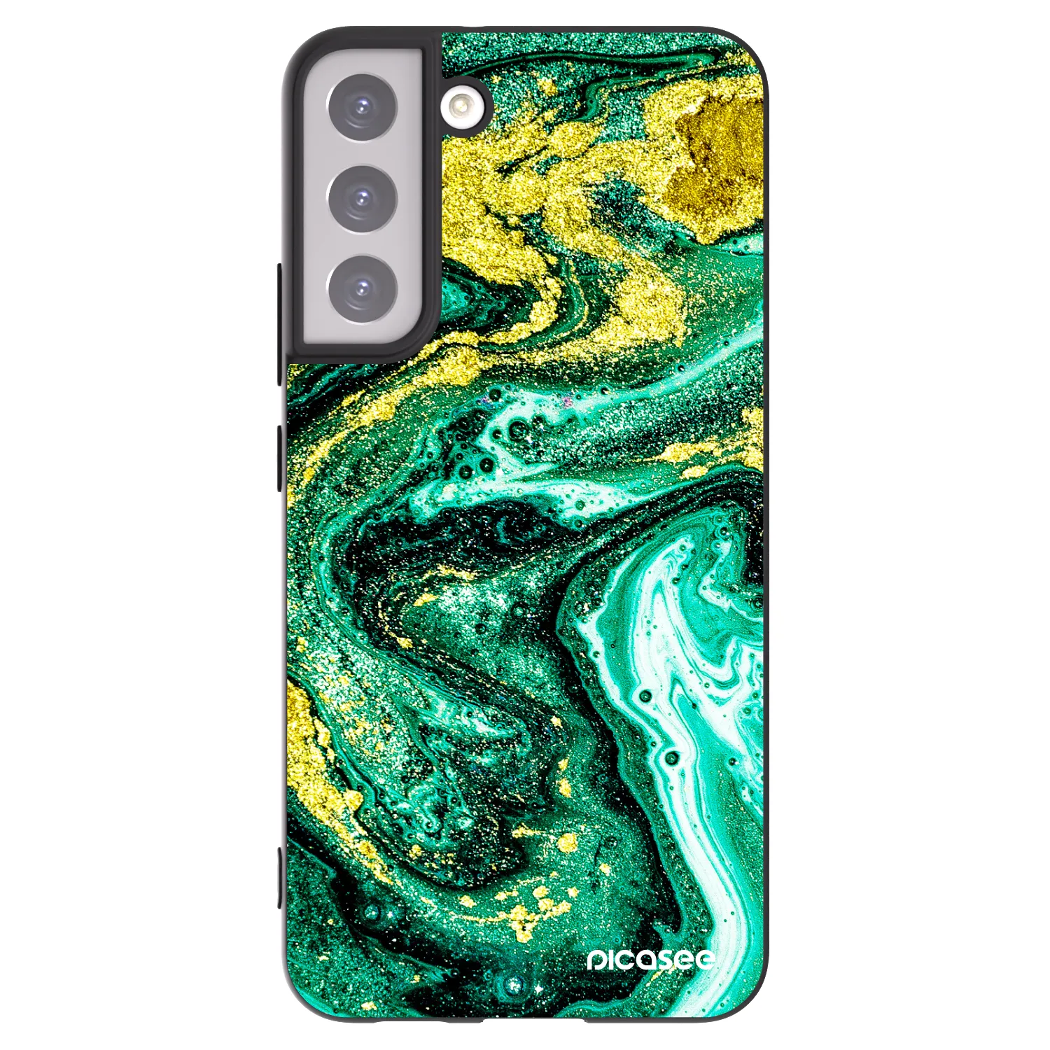 Picasee silikonowe czarne etui na Samsung Galaxy S22+ 5G - Green Gold