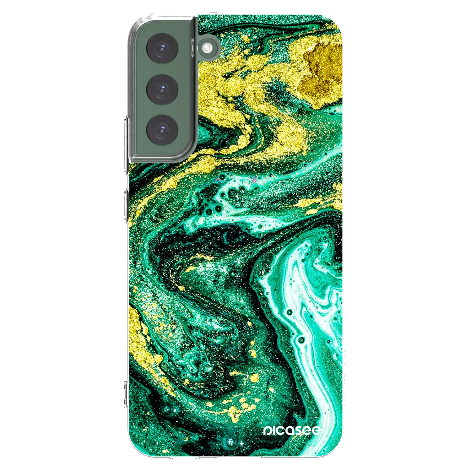 Picasee silikonowe przeźroczyste etui na Samsung Galaxy S22+ 5G - Green Gold